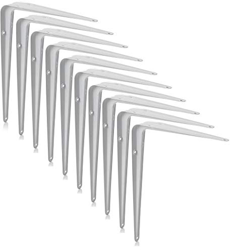 XFORT® London Shelf Brackets, Wall Mounted Shelve Brackets, Shelving Support Brackets, Book Shelf Bracket, Floating Shelve Bracket. [White, 10 Pack] [10 x 8 inch]