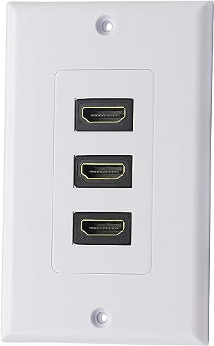 zdyCGTime 3 Port HDMI 2.0 Dekorative Wandplatte HDMI Component Composite Audio Video Wandanschlussplatte, Unterstützung 4K 60Hz 1080P Perfekt für Projektor & Heimkino Weiß (3 HDMI)