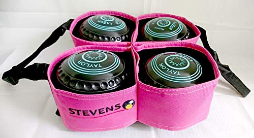 Stevens 4 Bowl Carrier Crown Green Short Mat Lawn Bowls (Pink)