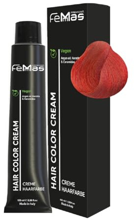FemMas Haarfarbe Dunkelblond Rot Kupfer 6.64 I Creme Haarfarbe mit Arganöl, Keratin & Ceramiden I Als dauerhafte Haarfärbung oder Tönung für strahlende, haltbare Farbergebnisse I 100 ml