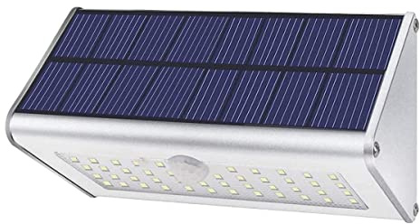 CAIYUE Solarlampen für Außen 1100 Lm 46 LED 4500mAh, Solarwandleuchte, Aluminiumlegierungsschale, Bewegungssensor, drahtloses wasserdichtes Nachtlicht, 4 Smart-Modi (weißes Licht)