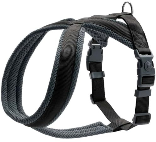 HUNTER Hundegeschirr LONDON COMFORT, atmungsaktives 3D-Mesh, 2-fach verstellbar, Sicherheitsverschluss, reißfest, leicht & pflegeleicht, Farbe: Schwarz, Größe: M-L