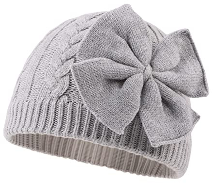 XIAOHAWANG Baby Mütze Mädchen Strickmütze Kinder Wintermütze Warm Kindermützen Mit Schleife
