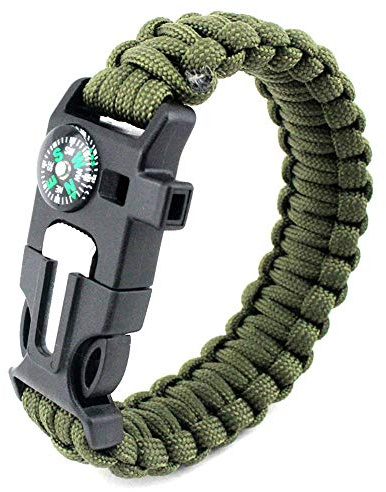 YzoTek Bracelet de Paracorde de Sport 5 en 1 - Bracelet de Survie Simple et Décontracté avec Plusieurs Outils D'urgence Boussole, Silex, Grattoir, Sifflet pour La Chasse et La Pêche en Milieu Sauvage