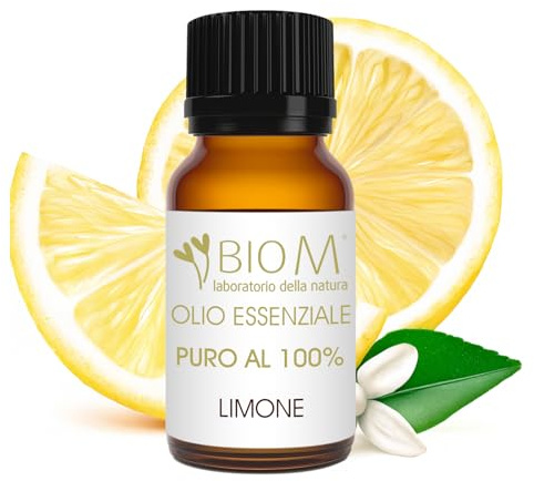 BioM Laboratorio della Natura - Olio Essenziale di LIMONE DI SICILIA PURO - 10ML - 100% NATURALE - 100% ITALIANO - Per Diffusori, Aromaterapia, Pelle e Uso Culinario - Certificato OEBBD
