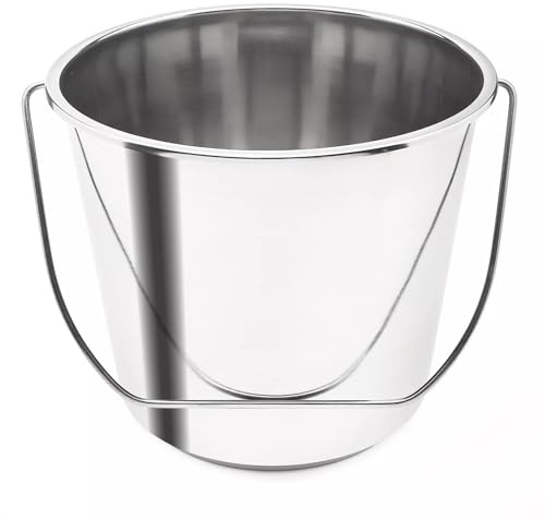 LYSON Honigeimer Edelstahl Stahlkübel 15L mit Tragegriff Edelstahleimer Futtereimer Honigeimer Hobbock Metalleimer Robuster Zinkeimer Lebensmitteleimer Kücheneimer