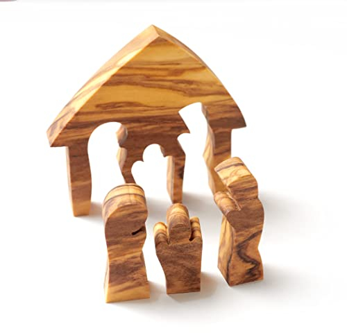 Kassis Geschenkartikel Olivenholz Weihnachtsdeko Krippe Puzzle Tischkrippe Tischdeko aus Bethlehem 6,50 x 6 cm