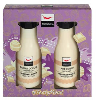 Aquolina Cofanetto -TastyMood Cioccolato Bianco con Bagno Doccia 125 ml e Latte Corpo 125 ml, rosa