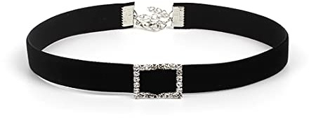 Prosy Choker Halskette Silber Verstellbar Schwarz Samt Halsband Halsketten für Frauen und Mädchen