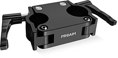 PROAIM Morsetto laterale di conversione per carrello di produzione per videocamere Soundchief, Victor V1 e Victor Pro. Diametro di serraggio: 38 mm e 32 mm. (P-LTCP-01)