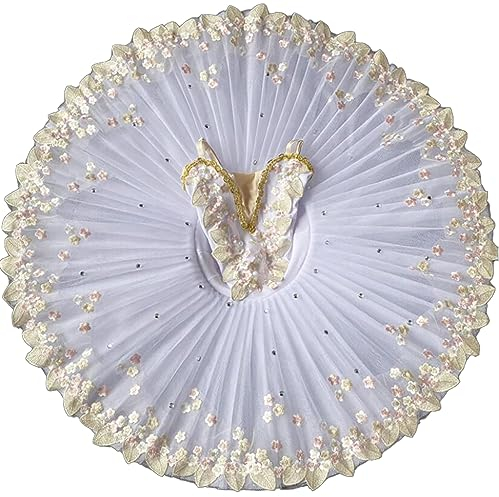 EFLALYHG Ballett-Tutu für Mädchen, Bestickt mit Pailletten, Netz-Tutu-Kleid, Schwanensee, Ballerina, Performance, Tanzbekleidung, Party, Wettbewerb, Kostüm,A2,140