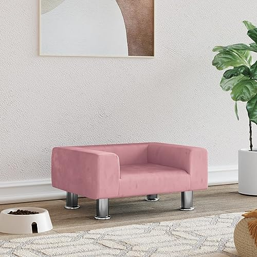 puraday Hundebett Rosa 50x40x26,5 cm Samt Hundesofa Hundebetten Katzenbett Bequeme Haustierbett Katzensofa Stilvolles Design Kann Im Wohnzimmer Oder Schlafzimmer Platziert Werden