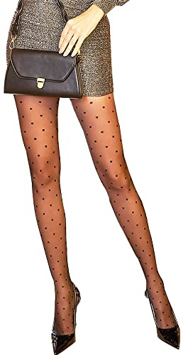 GamTelightpe Collant Femme Fantaisie Bas Sexy Noir Transparent avec Motif Pois Taille Unique