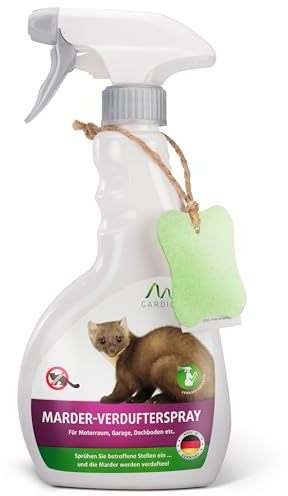 Gardigo® Marderspray inklusive Schwamm | Marderschreck für Auto Dachboden Garten | 500ml mit Eukalyptus-Citriodora-Öl| Marderabwehr Auto zum Marder vertreiben | Abwehrspray gegen Marder im KFZ