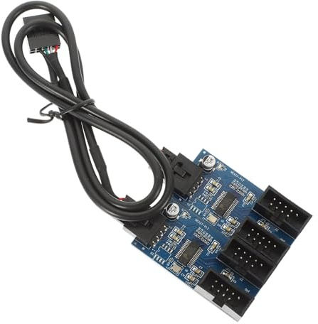 USB Header Verlängerungsadapter 1 4, 9-polig, PCB Blau | Einbau im Gehäuse, Rückseitig mit Kleber, Abgeschirmtes Verbindungskabel