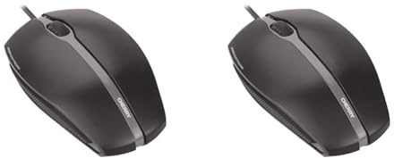 CHERRY GENTIX Silent, kabelgebundene Maus, leise Design-Maus ohne klick, perfekte Ergonomie, präziser Sensor, schwarz (Packung mit 2)