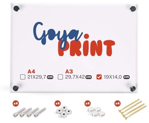 GOYAPRINT Doble Placa Metacrilato Transparente 19x14 cm 3+3 mm