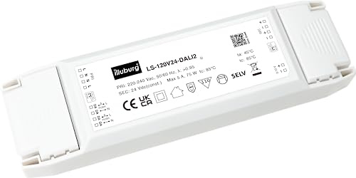 illuburg LED Treiber 24V 12W - 120W DALI Push Taster 0-10V Dimmbar Flackerfrei für LED Streifen Trafo Transformator Netzteil Vorschaltgerät Driver