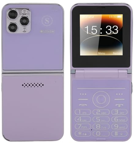 Annadue Klapphandy mit Großen Tasten für Senioren, Dual-Screen-Display, Große Ziffern, Kurzwahl, Lautsprecher, HD-Kamera, LED-Taschenlampe, 1400-mAh (Purple)