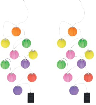 meineWunschleuchte 2er Set Solarbetriebene Outdoor Lichterkette mit 10 bunten Lampions, Länge 3 Meter
