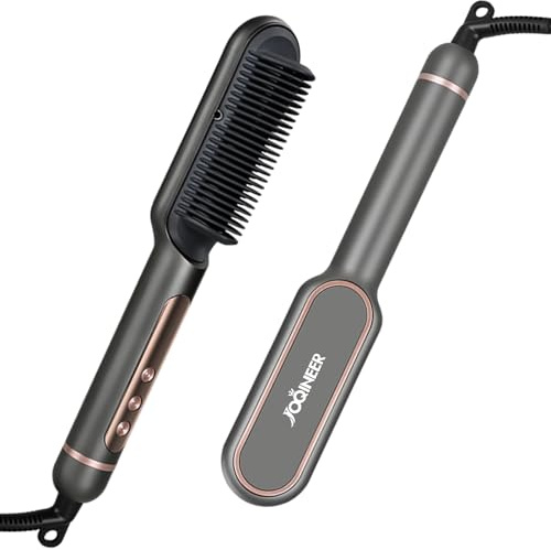 Negative Ionic Hair Straightener Brush-Upgrade Straightening Comb with Negative Ions,9 Temp Settings & LED Display,Anti-Scald, Professional Styling Tools