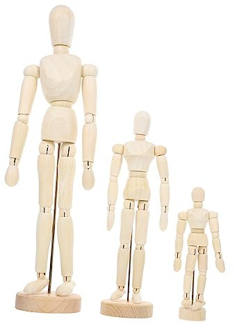 SEWACC 3stücke Holzgelenkpuppen Für Zeichnungen Bewegliche Holzfiguren Skizzenhilfe Perfektes Zubehör Für Künstler Und Bastler