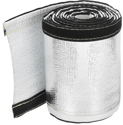 QUARKZMAN 1,5mm Gaine Thermique en Aluminium 1,57 ID x 10Ft Manchon Thermique en Fibre de Verre Métallique en Aluminium pour Lignes de Carburant, Câbles et Câblage Électrique