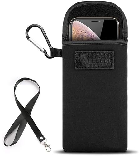 Jlyifan Neoprene Mobile Phone Sleeve Case Neck Lanyard Pouch for iPhone Air 17 16 15 14 13 12 11 Pro Max Samsung Galaxy S26 Ultra A16 A15 A25 A17 A35 A26 A36 Google Pixel 10a 9a (Black2)