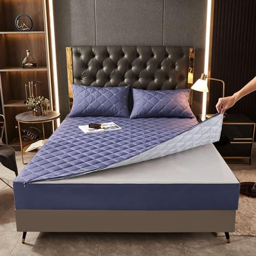 Housse de protection de matelas imperméable à fermeture éclair personnalisable pour surmatelas et draps de petite taille Double/simple/double/king size Violet 140 x 200 + 15 cm