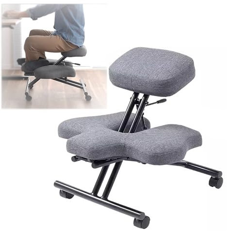 kniestuhl ergonomisch Ergonomischer Bürostuhl mit verstellbarem Sitzwinkel, kniender Gaming-Stuhl mit dicken Schaumstoffkissen und leichtgängigen Rollen, Meditationsstuhl zur Reduzierung von Rückensch