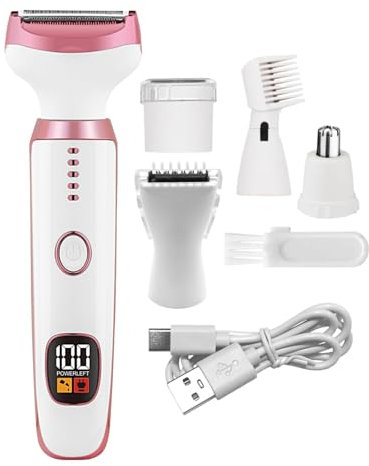 Bexdug Elektrorasierer für Damen,Elektrischer Damenrasierer,5-in-1-Beinrasierer mit Digitalanzeige - Tragbarer wiederaufladbarer Rasierer, persönlicher Trimmer für Nass und Trocken