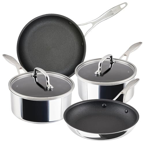 Circulon Scratch Defense Stainless Steel Pan Set: 4 Piece Induction Hob Frying Pans and Saucepans Set with Extreme Non Stick, Induction & All Hob Suitable