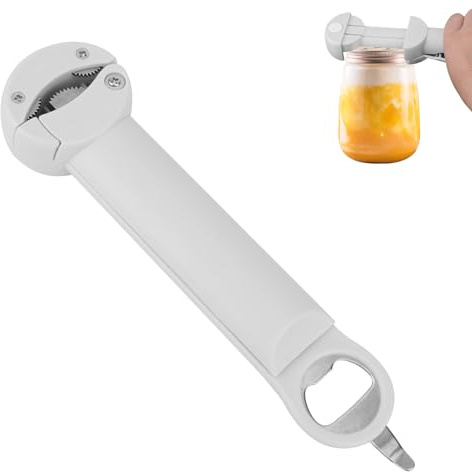 Apriscatole Magnetico Multifunzionale, Apribottiglie Magnetico Retrattile in Acciaio Inox Apribottiglie con Coperchio per Barattoli Forniture da Cucina per Mani Deboli Artrite (Bianco Sporco)