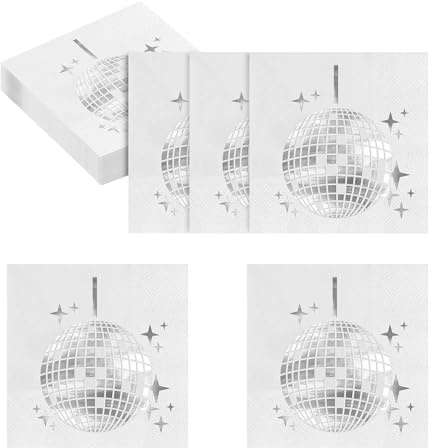 LINTRA 40 Blatt Geburtstagsservietten, Retro Servietten Taufe, Weiß und Silber Wedding Serviettes Napkins, Geeignet für Cafés, Restaurants, Hochzeitsbankette und Andere Szenen