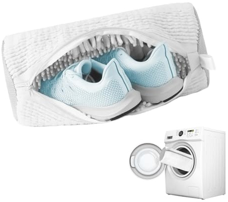 Schuhwaschbeutel Waschmaschine, Schuhbeutel Waschmaschine mit 360°Reinigungsflaum, Wiederverwendbarer Waschbeutel Schuhe Wäschesack mit Reißverschluss für Schuhschutz