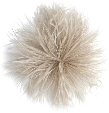 Baesics Feder Brosche Milchtee - Damen Fluffy Straußenfeder Anstecker Vintage Stil Hutaccessoire Braut Hochzeit Party Fasching Haarclip Fascinator für Blazer Kleid Jacke – Boho Blumen Design