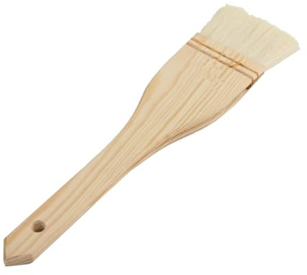 SOLUSTRE Cepillo De Repostería Grande De Madera y Pelo Natural Para Barbacoa y Cocina De Leña, Resistente Al Desgarro, Para Untar Aceite y Salsa Pastelería y Panadería, Herramienta Práctica y Portátil