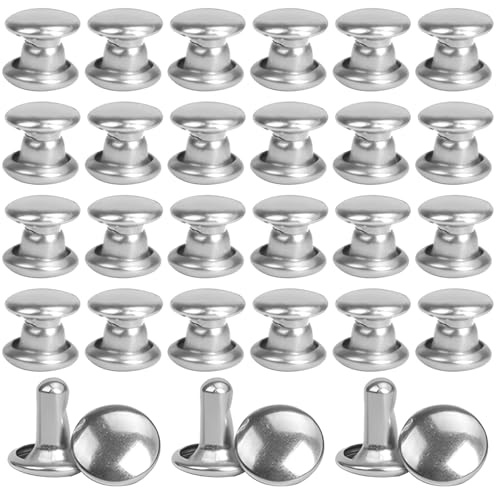 300 rivetti in rame nichelato a doppia testa, 0,6 x 0,6 cm, borchie in metallo per pelle, abbigliamento e progetti fai da te