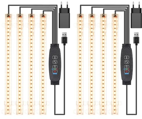 Lámpara LED de crecimiento de plantas de 22 cm, espectro completo de 3500 K, lámpara de crecimiento para plantas de interior con temporizador de 3/9/12H, 10 niveles regulables para plántulas