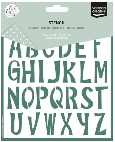 Vaessen Creative Schablone Großbuchstaben des Alphabets - Wiederverwendbare Malschablone 15 x 15 cm - DIY, Scrapbooking, Karten Basteln, Bullet Journal und Basteln mit Papier