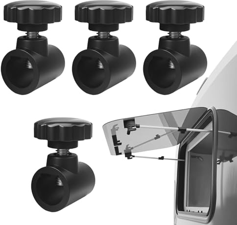 Window Stay Lock Replacement Knobs 4Pcs RV Window Lock Rod Support Plum Knob Easy to Install Replacement Outdoor Patio Umbrella Lower Pole Parasol Accessories for Garden Camping Yard Black