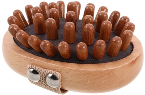 INOOMP Holz massagebürste mit Multipoint noppen Meridian stimulation Fördert Durchblutung Vielseitig für Rücken Beine Füße Gua Sha Körpermassagegerät Ergonomisch Natürliche Akupressur