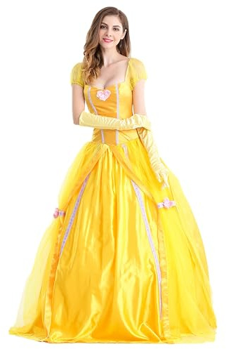 New front Disfraz Traje Princess Belle Mujer Adulto Completo Vestido Fantasía Carnaval Cosplay Navidad Halloween Mágico La Bella y la Bestia Ropa Elegancia,Azul,XL