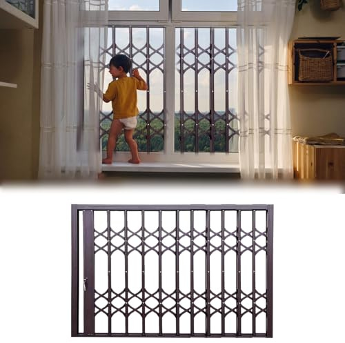 Rejilla de seguridad ajustable para ventana, red plegable resistente a los ladrones para la seguridad del hogar, valla de ventana a prueba de huracanes (50 cm x 165 cm) - Opciones de altura: 155/160
