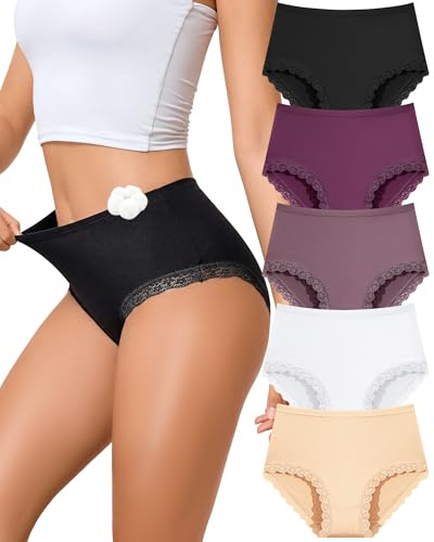 Sth Big Culotte Femme Coton Taille Haute avec Dentelle Slip Feminins sous Vêtement Femme Confortable et léger Style Élégant Culottes Coton (XXL)