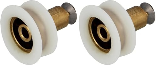 Amig - Cuscinetto per Box Doccia | Set di 2 Unità | Ø 24 x 23 mm | Cuscinetto Semicerchio e Vite M5x8 | Per Porte Scorrevoli delle Docce | Nylon Bianco