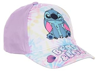 Disney Cappellino con Visiera Stitch per Bambine, Tie-Dye Rosa e Lilla, Tema Spiaggia (IT, Numero, 54, Viola)