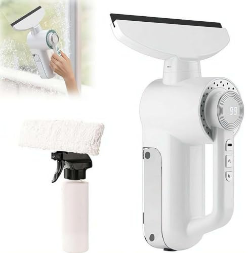 Window Vacuum Squeegee Cordless, 1500Pa Electric Window Cleaner Tool, 150ml Detachable Tank & 3000mAh Rechargeable Battery, 20000RPM, for Glass Doors, Tiles, Mirrors, Car silver