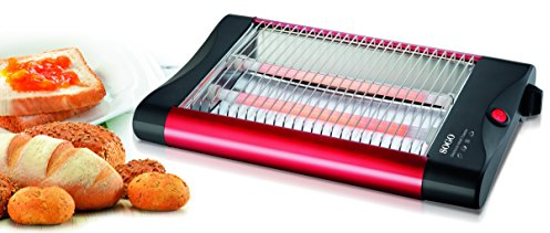 SOGO Tostadora Horizontal para Pan y Bollería – Tostadora Pan Plana con Resistencias de Cuarzo y Temporizador de 5 Minutos – Bandeja Extraíble para Migas e Indicador luminoso
