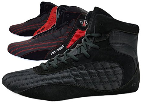 FOX-FIGHT Chaussures de lutte / de boxe / de fitness / de bodybuilding - Noir - noir/rouge, 43 EU